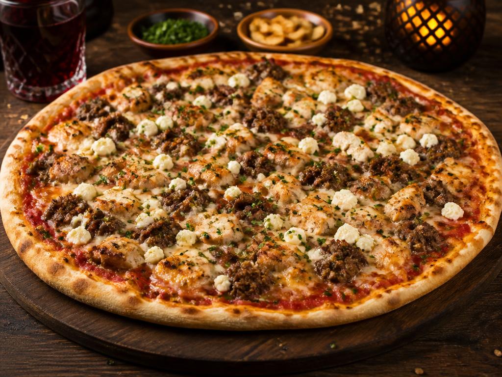 Kebab Special – Tomaattikastike, mozzarella, kebab, kana, fetajuusto, aurajuusto, valkosipuli.